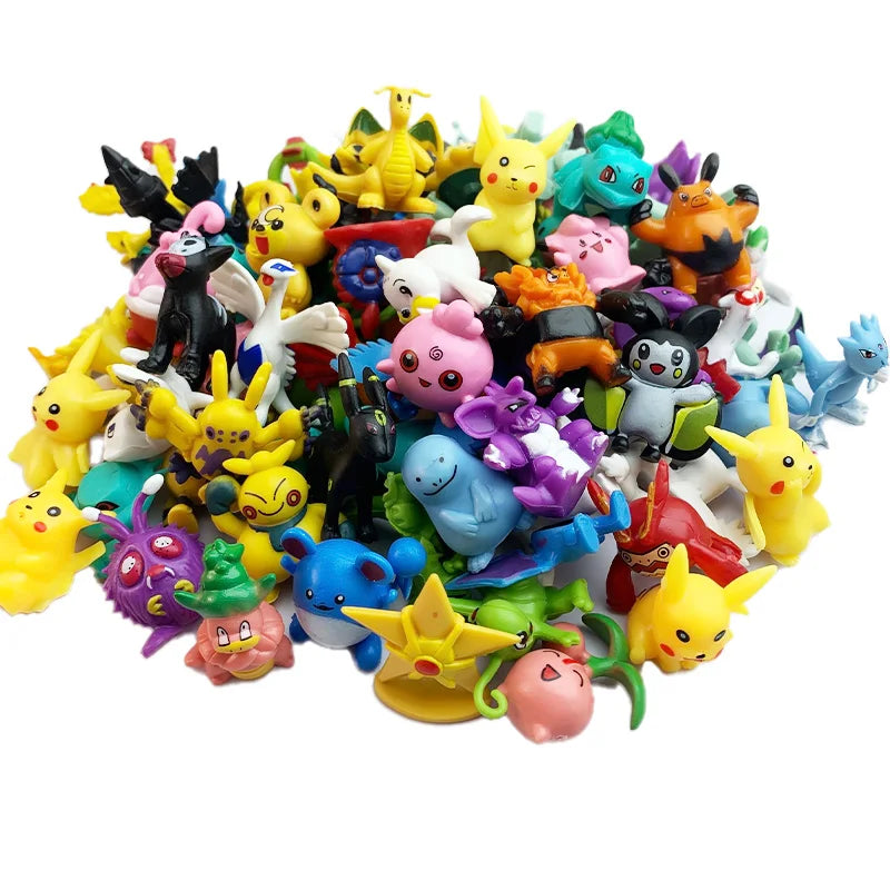 24-144pcs Pokemon Figurine Model Lot Bulk Buy Mini Small Styles Pikachu Anime Figure Doll Kawaii Toy Gift Birthday Kids Pack Bag