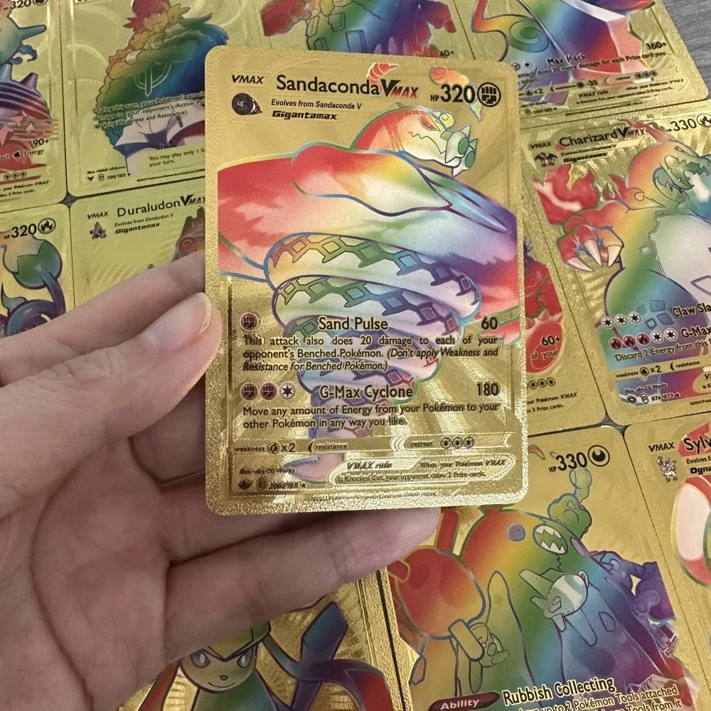2024 NEW 27-55PCS Pokemon Colorful Gold Foil Card Charizard Pikachu Arceus Silver Rainbow English German VSTAR GX V VMAX Card