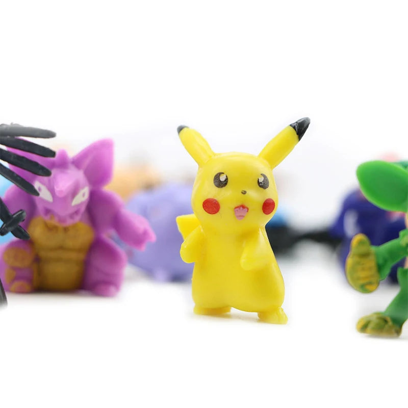24-144pcs Pokemon Figurine Model Lot Bulk Buy Mini Small Styles Pikachu Anime Figure Doll Kawaii Toy Gift Birthday Kids Pack Bag
