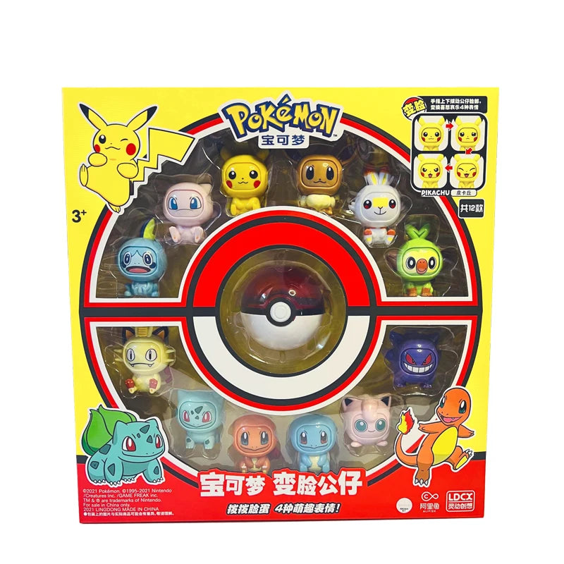 Pokeball Pokemon Pikachu Figures Toys Doll Poke Ball Face-changing Pocket Monsters Action Figure Kid Boys Girls Set Toy Gifts