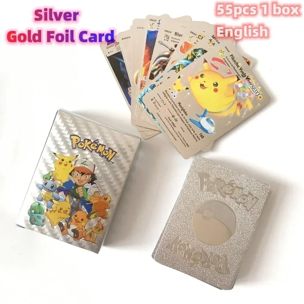 2024 NEW 27-55PCS Pokemon Colorful Gold Foil Card Charizard Pikachu Arceus Silver Rainbow English German VSTAR GX V VMAX Card