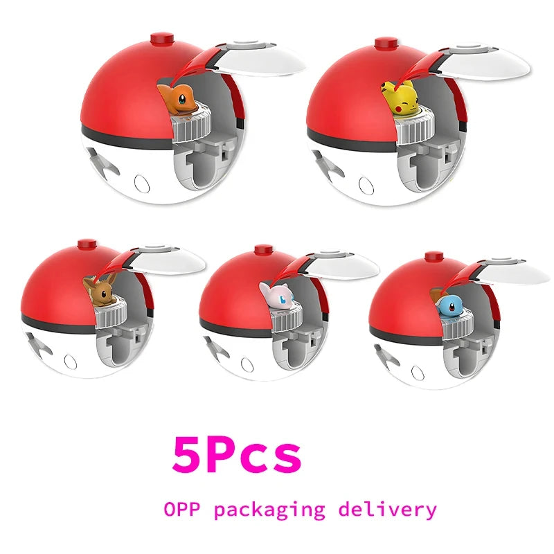 Pokemon Arena Set Spinning Top Ball Game Battle Pokeball Box Anime Figure Pikachu Charmander Squirtle Mew Eevee for Toy Child