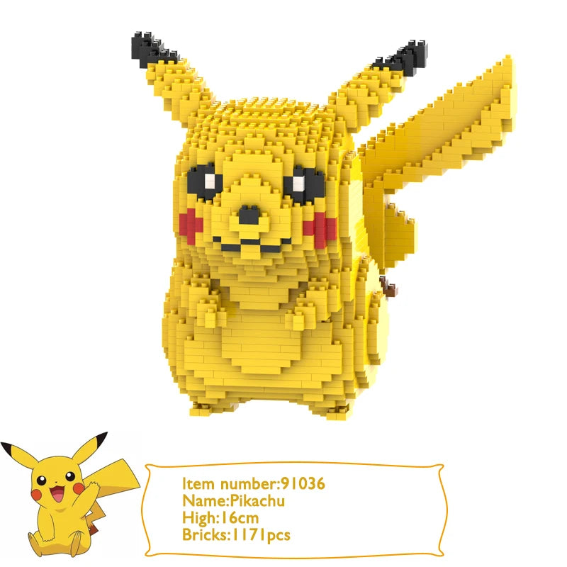 Pokemon Building Block Lucario Mewtow Cubone Gyarados Gengar Piplup Mega Charizard Figure DIY Assembly Micro Bricks Toys for Kid