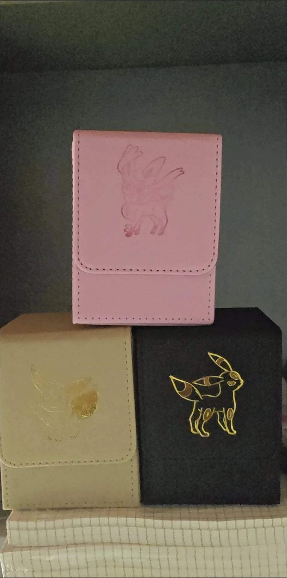 Cartoon Pokemon Card Deck Storage Box Kawaii Eevee Pu Ptcg Brand Box Gengar Large Capacity Card Deck Box Ws Card Case Toys