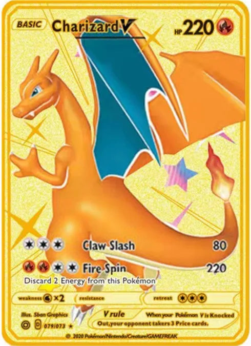 Pokemon English Metal Game Collection Card Anime Figure Charizard Pikachu Blastoise Mewtwo Battle Collection Carte Card Toy Gift