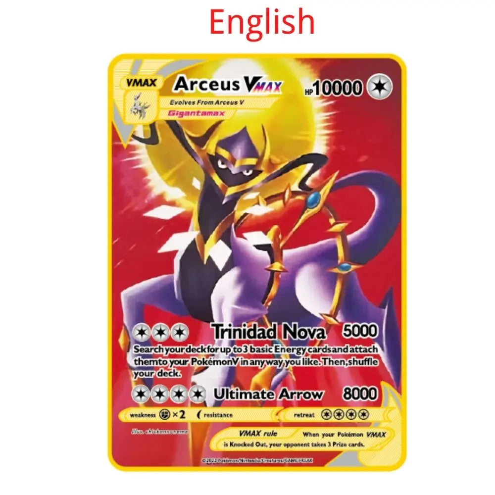 10000 point arceus vmax pokemon metal cards DIY card pikachu charizard golden limited edition kids gift game collection cards