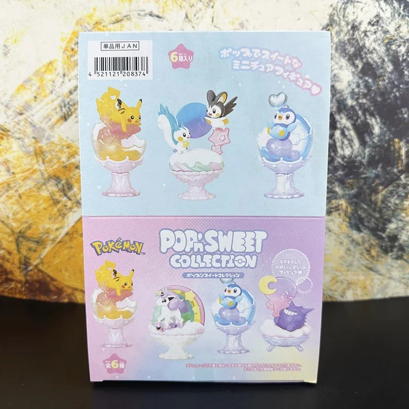 Pokemon Miniature Scene Ornaments Cup Figures Blind Box Toys Ponyta Gengar Pachirisu Emolga Doll Model Toys Kids Gifts