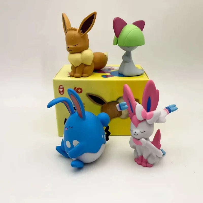 Anime Pokemon Gashapon Toys Shoulder to Shoulder Series 6 Eevee Sylveon Ralts Azumarill Cartoon Figure Model Dolls Kids Gifts