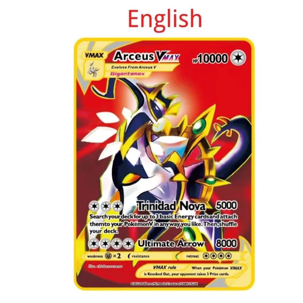 10000 point arceus vmax pokemon metal cards DIY card pikachu charizard golden limited edition kids gift game collection cards