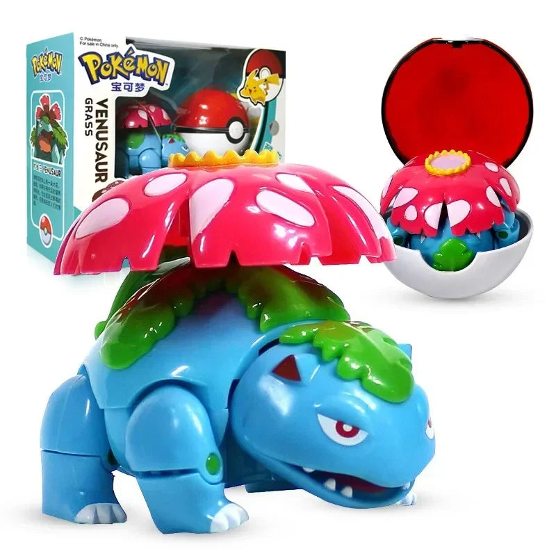Pokemon Action Figure Transformer Doll Pokeball Figurine Poke Ball Deform Pikachu Greninja Lucario Mew Snorlax Lapras Kids Toy