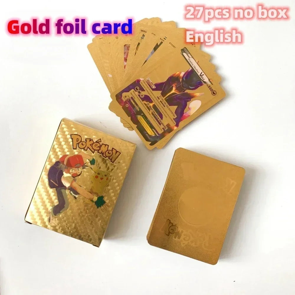 2024 NEW 27-55PCS Pokemon Colorful Gold Foil Card Charizard Pikachu Arceus Silver Rainbow English German VSTAR GX V VMAX Card