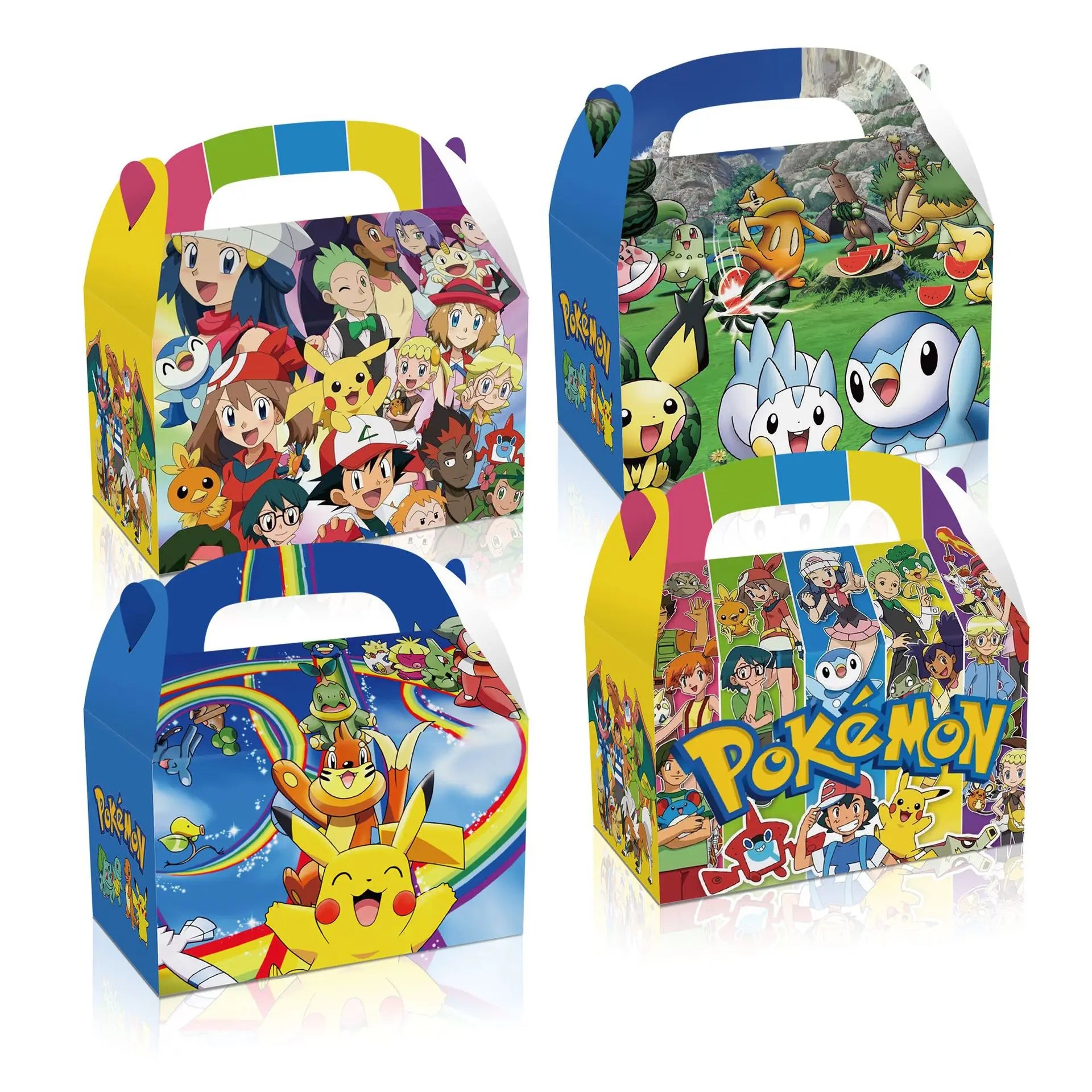 12/60PCS Pokemon Birthday Party Decor Pikachu Boy Paper Gift Bag Candy Box Baby Shower For Kids Favor Event Party Supplies Gifts