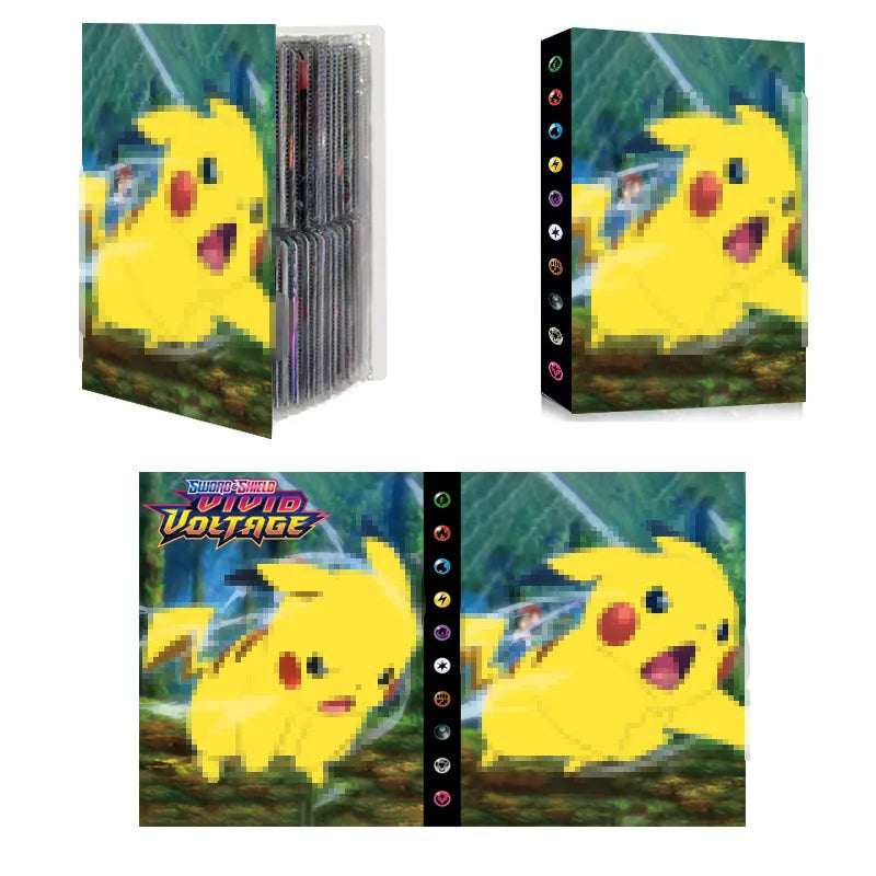240PCS Pokemon Pikachu Mewtwo Game Card Collective Book Basketball Football Anime Card Protector Notebook Card Collection Folder