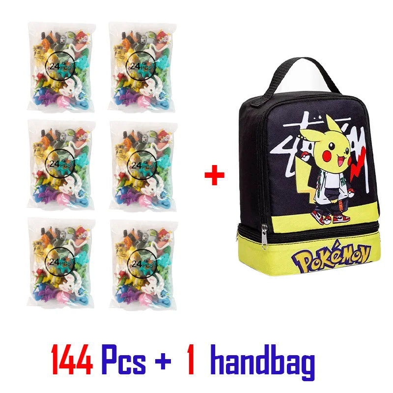 24-144pcs Pokemon Figurine Model Lot Bulk Buy Mini Small Styles Pikachu Anime Figure Doll Kawaii Toy Gift Birthday Kids Pack Bag