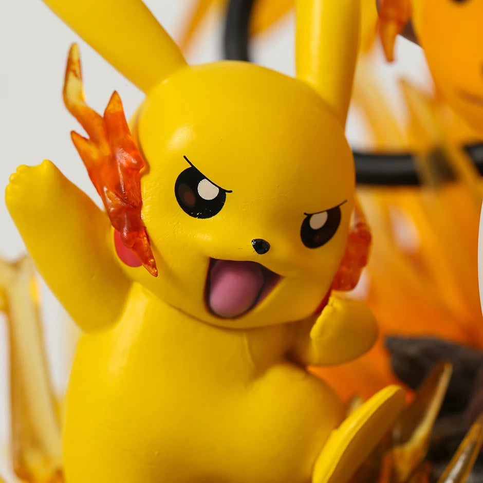 Pokemon Evolution Raichu Pikachu Pichu Light Up Statue Figure Collectible Model Toy
