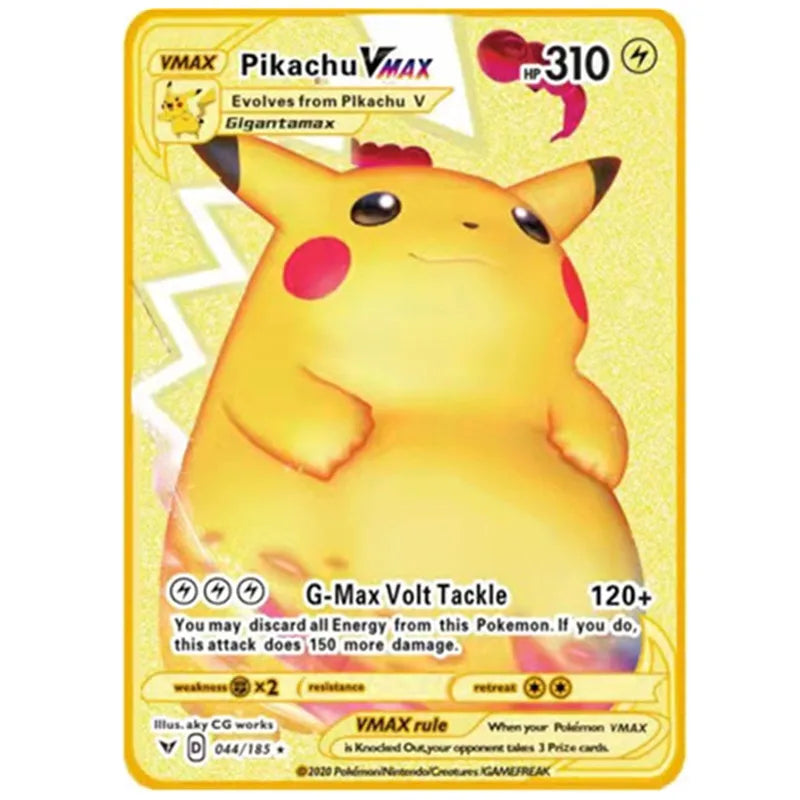 Pokemon English Metal Game Collection Card Anime Figure Charizard Pikachu Blastoise Mewtwo Battle Collection Carte Card Toy Gift