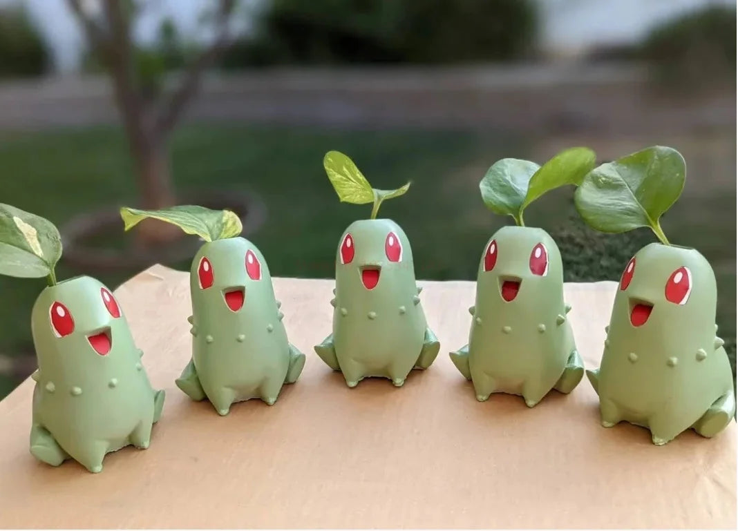 Pokemon Chikorita Kawaii Planter Flower Pot Creative Pot Chikoritas Statue Vase Ornaments Figure Model Decor Gifts Toy