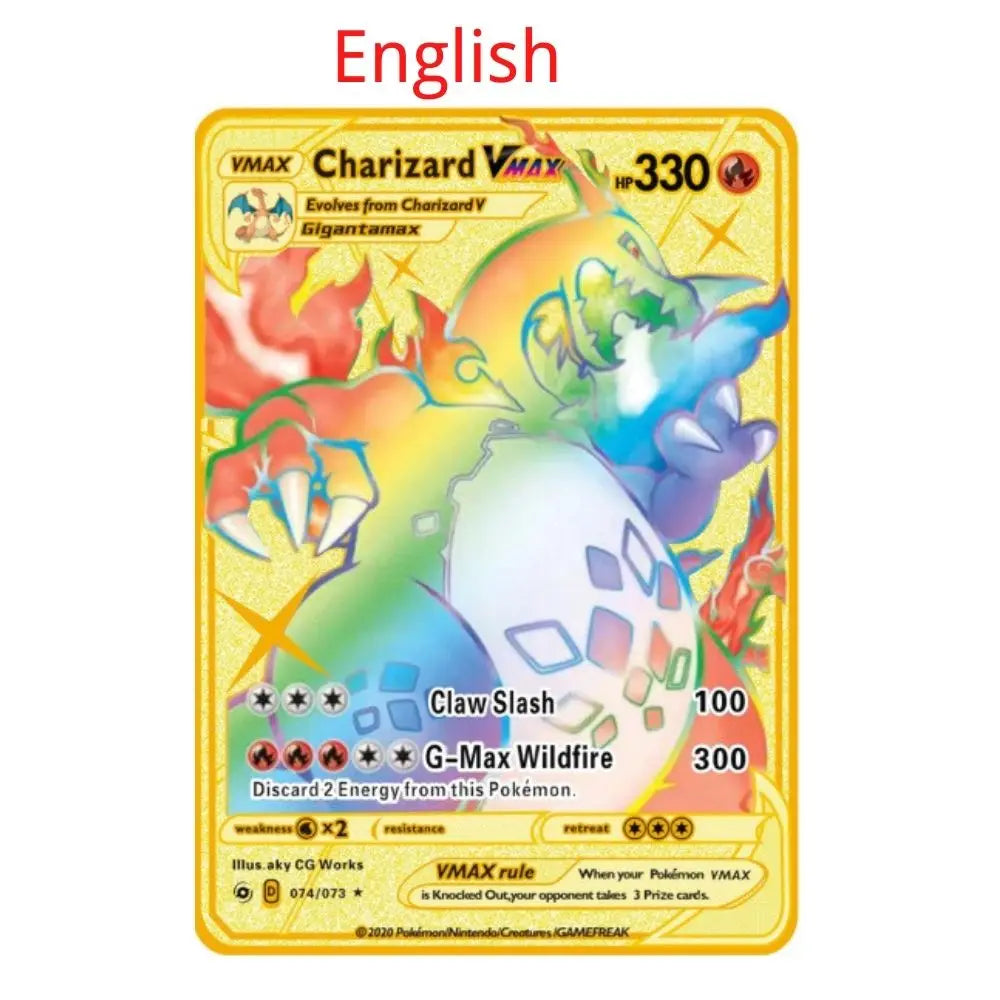 10000 point arceus vmax pokemon metal cards DIY card pikachu charizard golden limited edition kids gift game collection cards