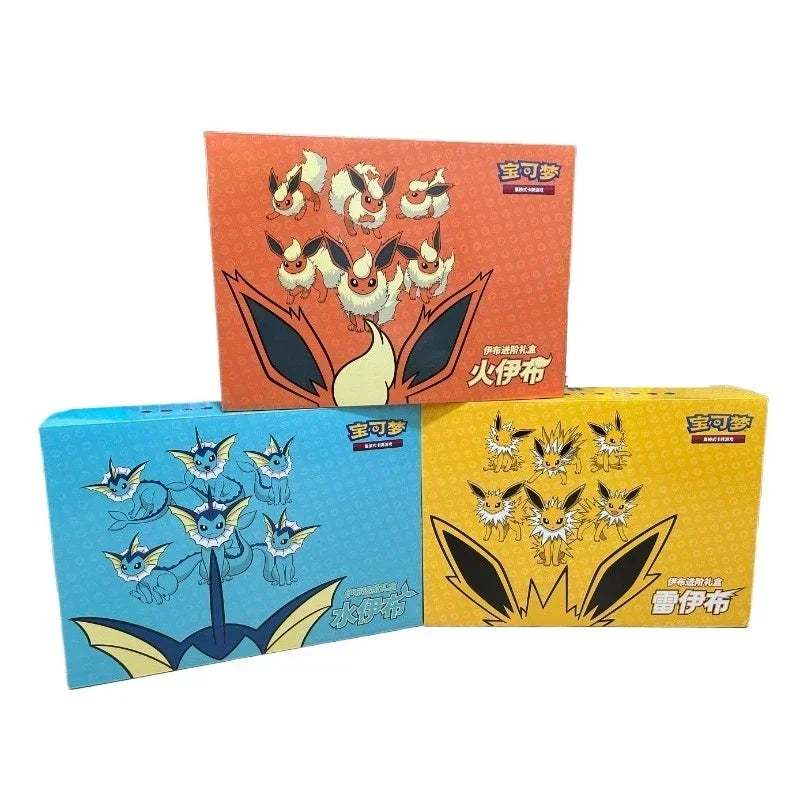 100%Original Game PTCG Card Chinese Ibrahimovic Advanced Gift Box Reib Fire Eevee Water Eevee Custom Collectible Card Gifts