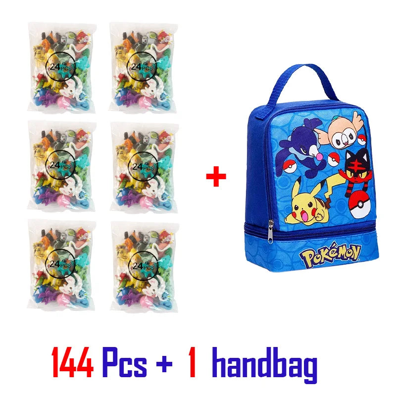 24-144pcs Pokemon Figurine Model Lot Bulk Buy Mini Small Styles Pikachu Anime Figure Doll Kawaii Toy Gift Birthday Kids Pack Bag