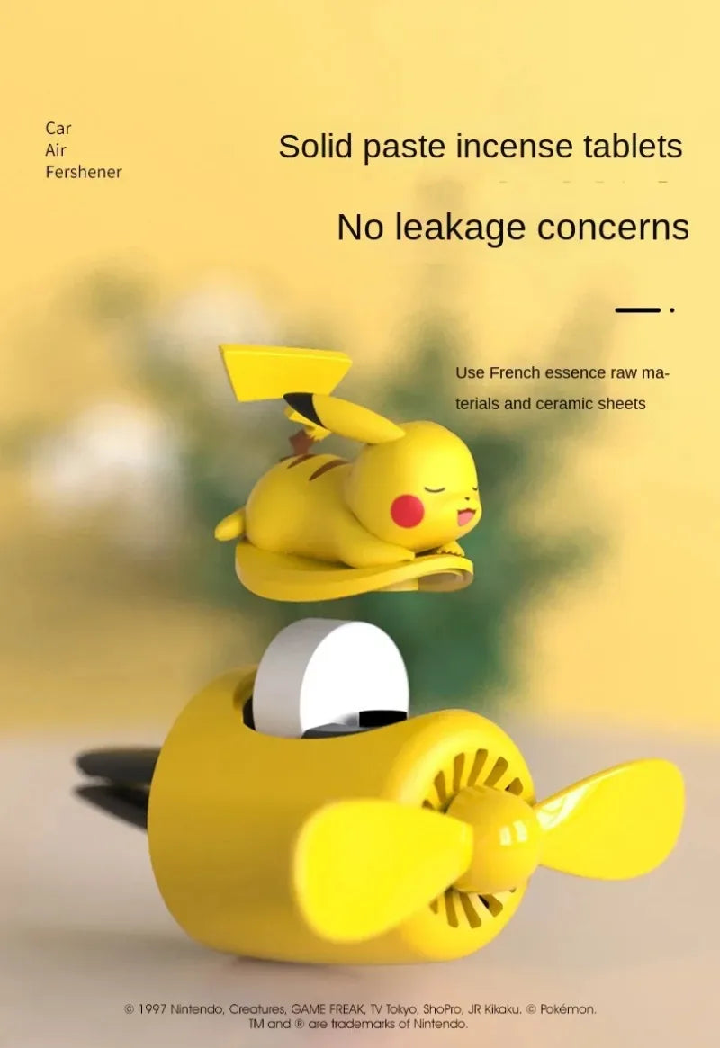 Pokemon Cartoon Anime Pikachu Car Air Freshener Perfume Diffuser Rotating Propeller Outlet Fragrance Auto Decoration Accessories