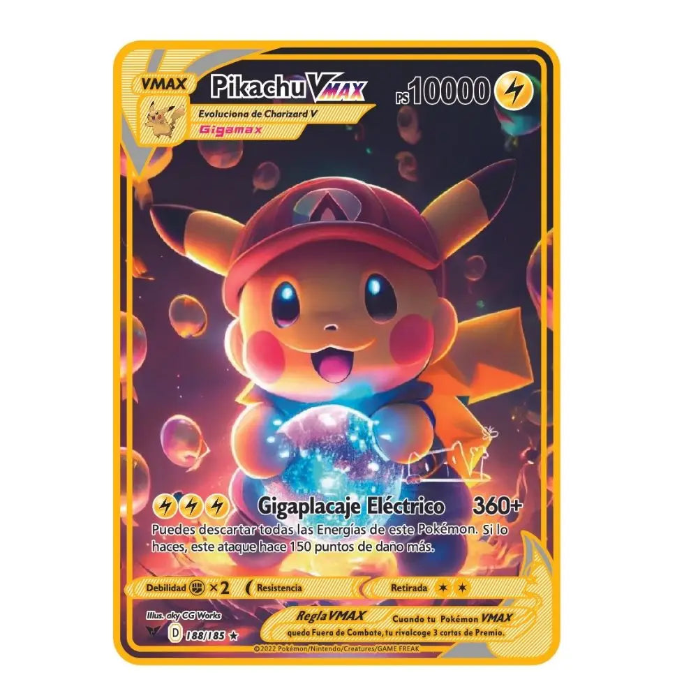 2022Spanish Pokémon Cards Metal Pokemon Letters Spanish Pokemon Iron Cards Mewtwo Pikachu Gx Charizard Vmax Cartas Pokémon Vmax