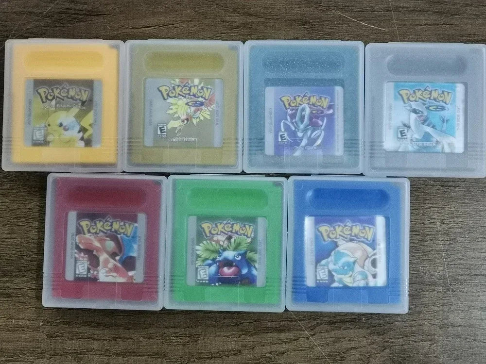 16 Bit Video Game Console Cartridge GBC Game Card Pokemon Series Blue Crystal Golden Green Red Silver Yellow USA Version
