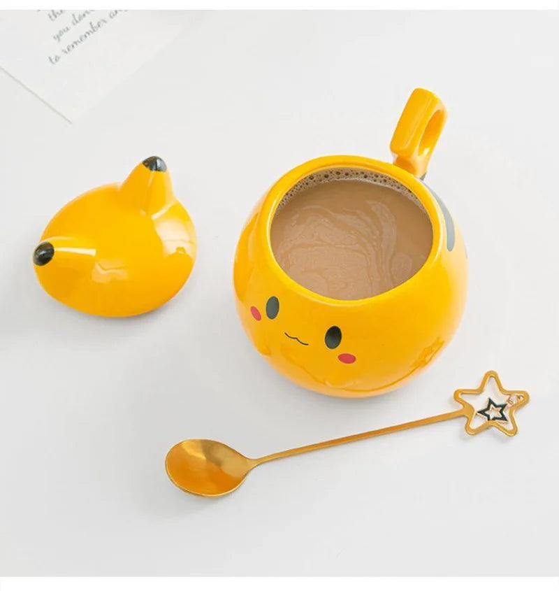 320ml Cute Pokemon Pikachu Ceramic Mug Creative Anime Modelling Children's Breakfast Milk Cup Coffee Tea Water Cup Boy Girl Gift